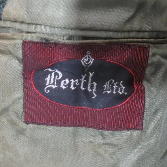 Perth Ltd Jacket Green Vintage Scottish Wool Harris Tweed Lined Blazer Size 42R